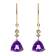 Gin & Grace 14K Yellow Gold Real Diamond LeverBack Earring with Amethyst
