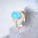 Gin and Grace 14K Yellow Gold Natural Turquoise Ring with Real Diamonds