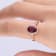 Gin & Grace 10K Rose Gold Real Diamond Ring (I1) with Raspberry
color Natural Rhodolite Garnet