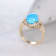Gin and Grace 14K Yellow Gold Natural Turquoise Ring with Real Diamonds
