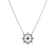 Sterling Silver Ship's Wheel Necklace with Rolo Chain and Crystal and CZ Accents.