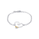 Sterling Silver Large Fishing Hook Heart Rolo Chain Bracelet with Blue
CZ Accent.