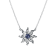 Sterling Silver Sun Necklace with Rolo Chain and Blue CZ Center.