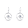 Sterling Silver Wave Dangle Earrings with Blue CZ Accents.