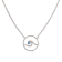 Sterling Silver Wave Circle Necklace with Rolo Chain and Blue CZ Accent.