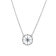 Sterling Silver Compass Rolo Chain Necklace with Crystal and Blue CZ Accents.