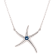 Sterling Silver Starfish Necklace with Rolo Chain and Blue CZ Center.