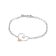 Sterling Silver Fishing Hook Heart Anklet with Blue CZ Accent.