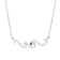 Sterling Silver Wave Necklace with Rolo Chain and Blue CZ Accent.