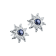 Sterling Silver Sun Stud Earrings with Blue CZ Centers.