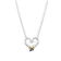 Sterling Silver Large Fishing Hook Heart Necklace with Blue CZ Accent.