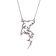 Sterling Silver Shark Silhouette Necklace with Rolo Chain and Blue CZ Accent.