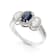 Oval Halo 3 Stone Semi with Sapphire Center 14K White Gold Ring