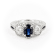 Oval Halo 3 Stone Semi with Sapphire Center 14K White Gold Ring