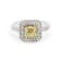 Double Rows Diamond Cushion Halo 18K White Gold Ring