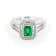 Emerald and White 18K White Gold Double Halo Ring
