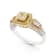 Round and Baguette Channel with Princess Yellow Center 18K Tri-color
Gold Ring