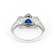 Oval Halo 3 Stone Semi with Sapphire Center 14K White Gold Ring