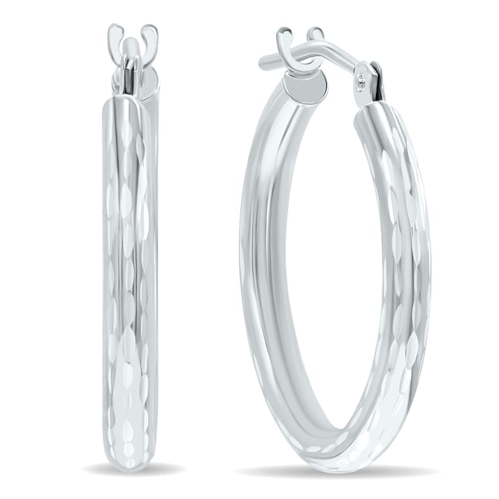 Amazon.com: Sterling Silver 7/8 Inch Engraved Hoop Earrings