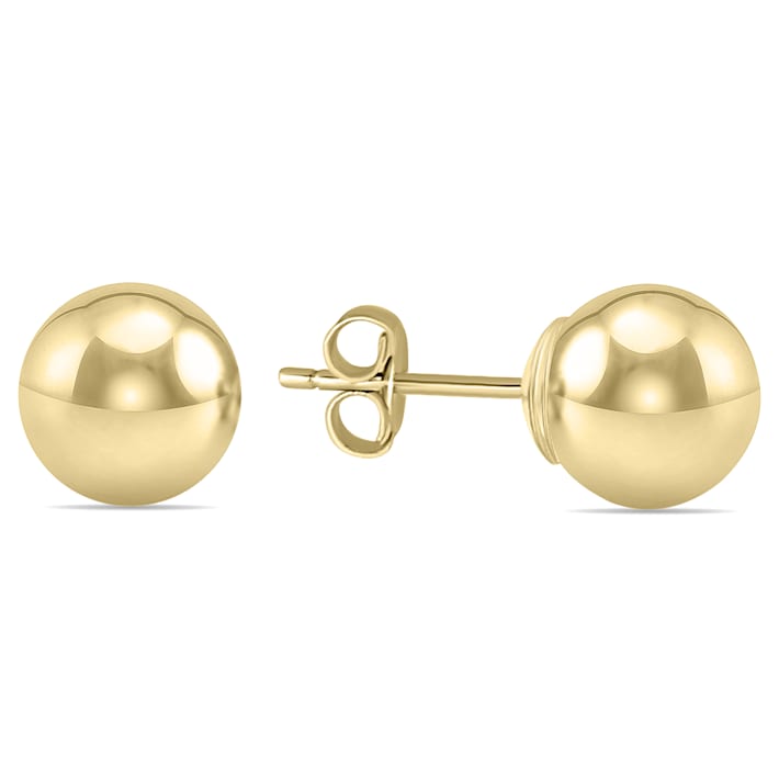 14K Yellow Gold Ball Earrings with Linear Texture(5mm) main image 1