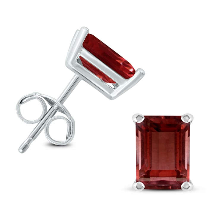 9ct White Gold 2.74ct Round Garnet Earrings