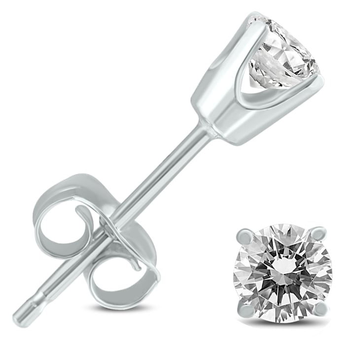 AGS Certified (J-K Color, SI1-SI2 Clarity) 1/4ctw Round Diamond Solitaire  Earrings 14k White Gold - 161Q8A