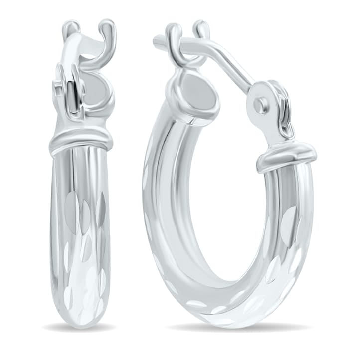 Amazon.com: Sterling Silver 7/8 Inch Engraved Hoop Earrings