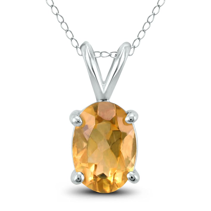 9ct Yellow Gold 1.60ct Elongated Oval Citrine Pendant