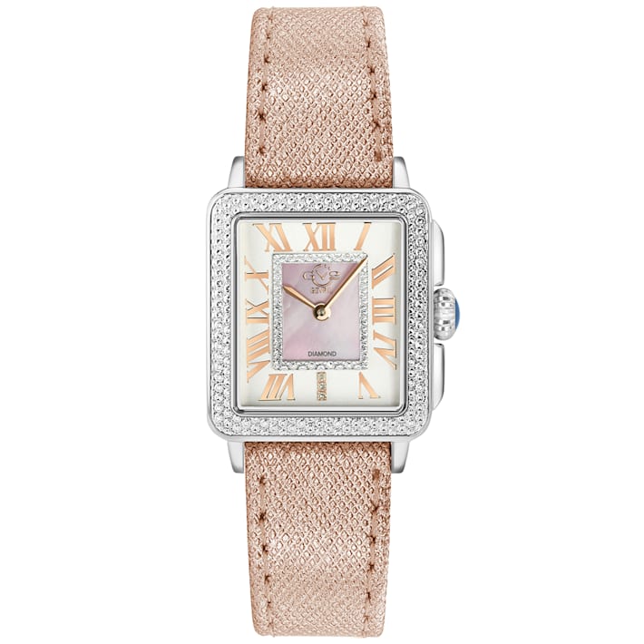 GV2 Padova Black Dial Black Floral Leather Strap Watch