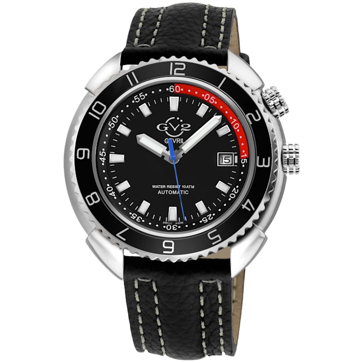 GV2 Squalo Men's Swiss Automatic Black Dial, Genuine Italian
