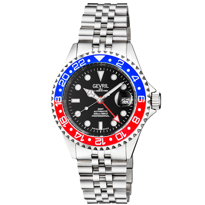 Gevril Men's 4952B Wall Street Swiss Automatic Ceramic Bezel