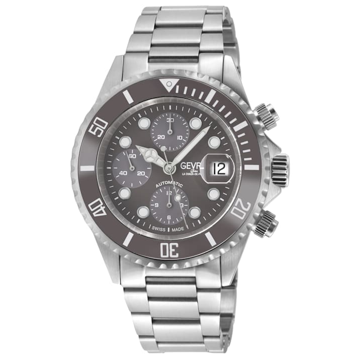 Gevril Men's Wall Street Chrono Blk Dial Blk Ceramic Bezel