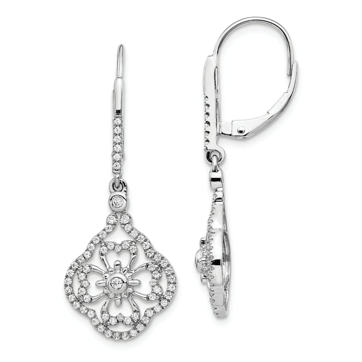 Rhodium Plated Graduated CZ Lever Back Earrings main image 1