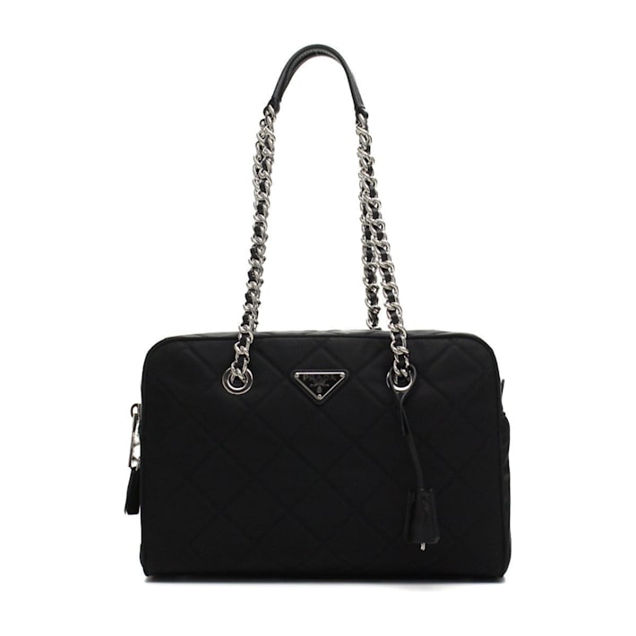 Prada Black Tessuto Nylon Quilted Shoulder Handbag 1CCYHA