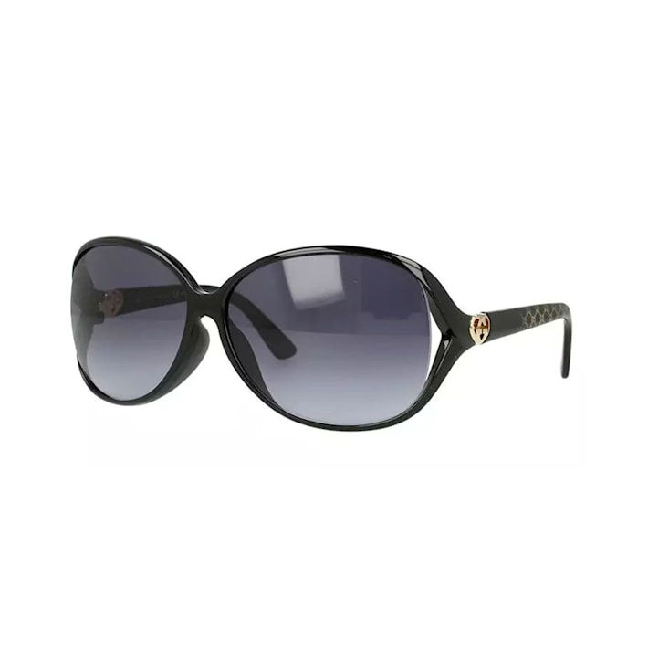 Gucci Black with Logo Accent Frame / Gray Lens Sunglasses