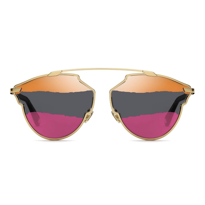 Christian Dior SoReal Gold Tone and Tortoise Frame / Pink, Black and Golden  Mirrored Lens Sunglasses