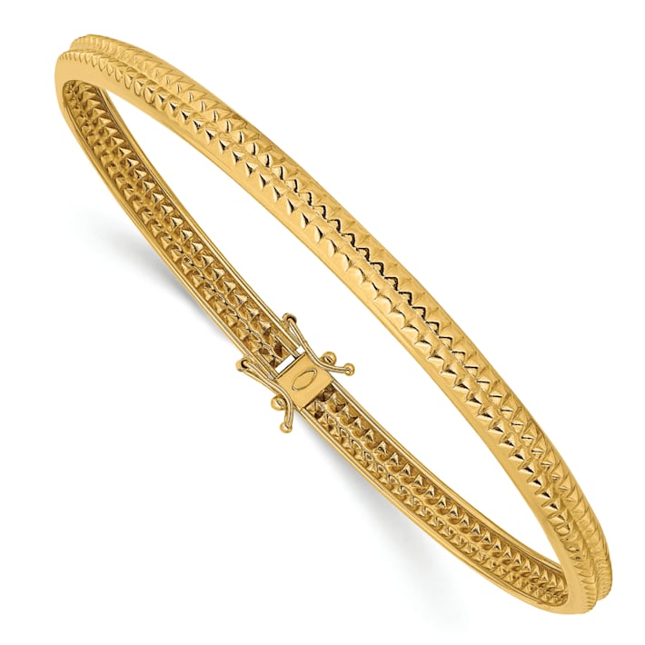 少し豊富な贈り物 Flexible Textured Polished Gold Yellow 14K Bangle 1DQXZA - 靴