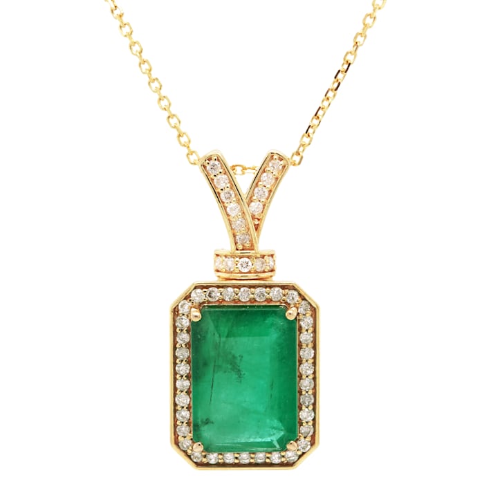 【国内配送】 4.95 14K in Pendant Diamond White Ctw 0.36 and Emerald Ctw ネックレス