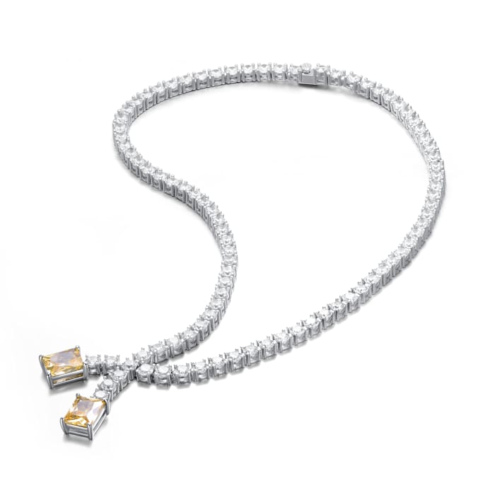 29.43ctw Yellow Cubic Zirconia, Rhodium Plated over Sterling