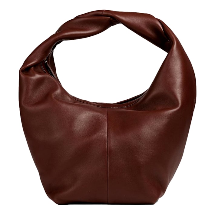 Valentino Garavani Roman Stud Brown Leather Large Hobo Shoulder Bag 16GXWA