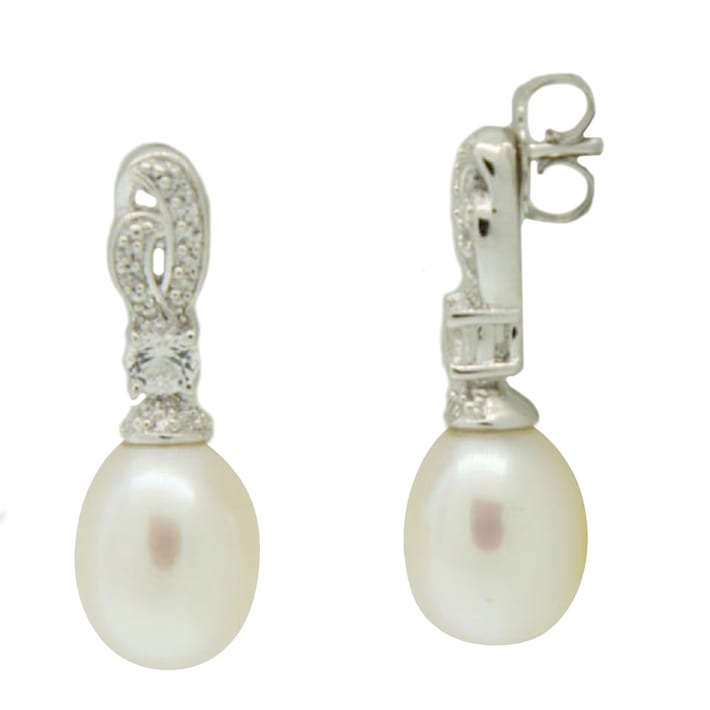 Annie's Visually Vintage Oval Black Freshwater Pearl Drop Earrings - 925 Silver