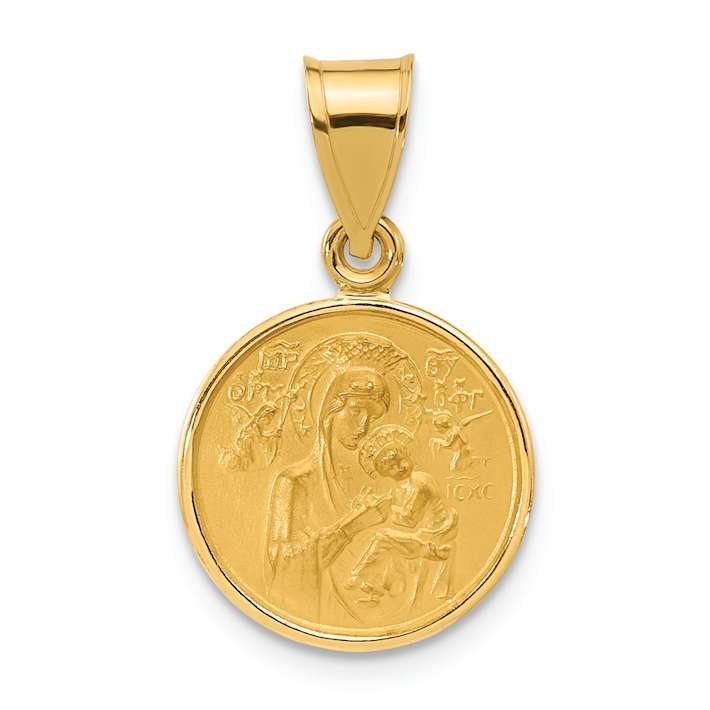 14k Yellow Gold Solid Polished and Satin Our Lady of Perpetual Help ...