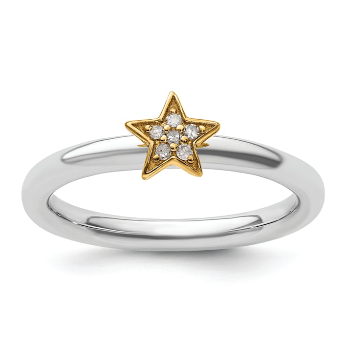 【SALE】ハイジュエリー◆ダイアモンドxゴールドリング◆人気GD 14K Yellow Gold Over Sterling Silver Stackable Expression