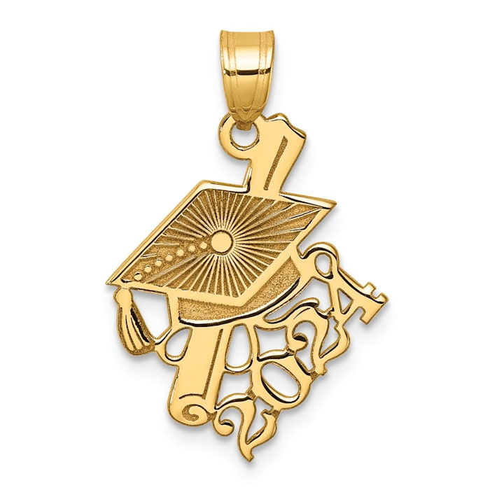 14K Yellow Gold Graduation Cap and Slanted Diploma 2024 Charm - 1C92VA