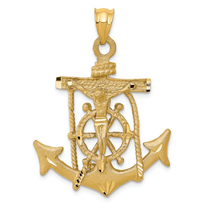 14K Yellow Gold Mariners Cross Pendant - 12JKMA