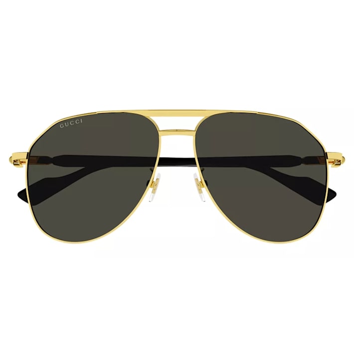 Gucci Gold Tone and Black Aviator Frame / Gray Lens