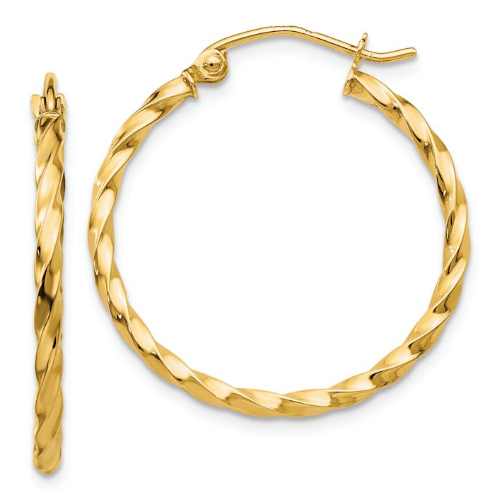 ◆STONEHENgE◆ Braid 14K Earrings SA25A38U SAG-25A38U-E4RCG0 Cubic Zirconia Twisted Huggie Hoop Earrings in 14K Gold | Banter