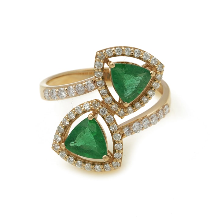 1.49Ctw Emerald with 0.52Ctw Diamond Ring in 14K YG - 16R2KA