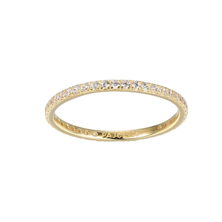 White Cubic Zirconia 18k Yellow Gold Over Sterling Silver