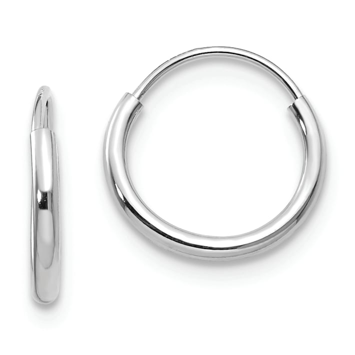 Rhodium Over 14K White Gold Endless Hoop Earrings - 14W63A